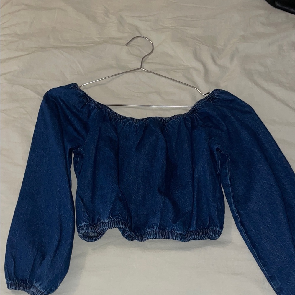 American Eagle Outfitters Indigo Denim Top cinched